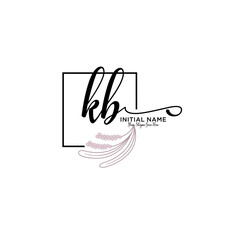Initial letter KB beauty handwriting logo vector