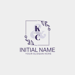 Initial letter KC beauty handwriting logo vector