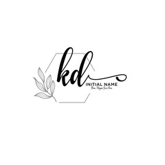 Initial letter KD beauty handwriting logo vector