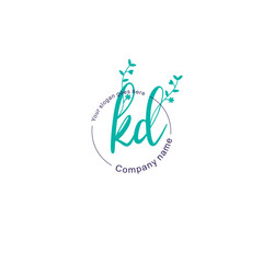 Initial letter KD beauty handwriting logo vector