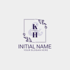 Initial letter KH beauty handwriting logo vector