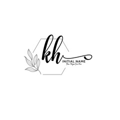 Initial letter KH beauty handwriting logo vector