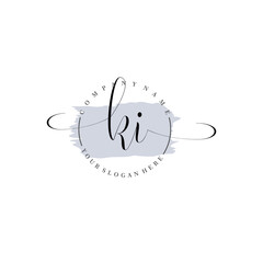 KI Initial handwriting logo vector. Hand lettering for designs.
