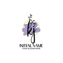 Initial letter KJ beauty handwriting logo vector