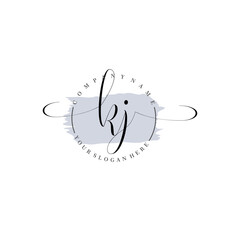KJ Initial handwriting logo vector. Hand lettering for designs.