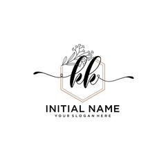 Initial letter KK beauty handwriting logo vector