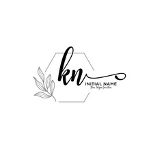 Initial letter KN beauty handwriting logo vector