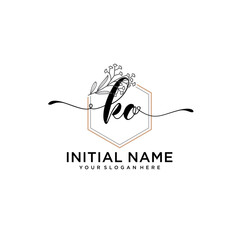 Initial letter KO beauty handwriting logo vector