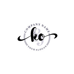 KO Initial handwriting logo vector. Hand lettering for designs.