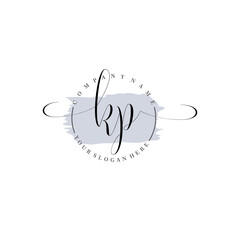 KP Initial handwriting logo vector. Hand lettering for designs.