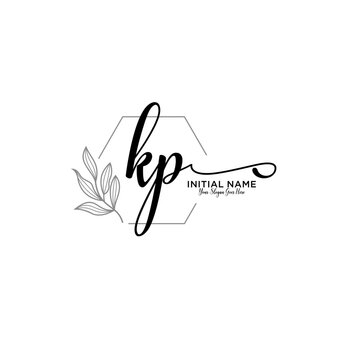 Initial letter KP beauty handwriting logo vector