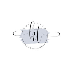KT Initial handwriting logo vector. Hand lettering for designs.
