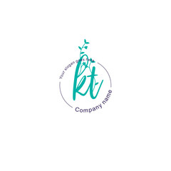 Initial letter KT beauty handwriting logo vector
