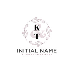 Initial letter KT beauty handwriting logo vector