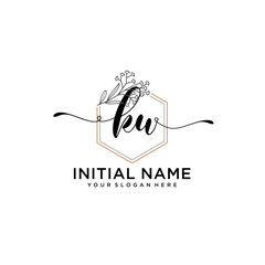 Initial letter KU beauty handwriting logo vector