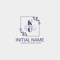 Initial letter KU beauty handwriting logo vector