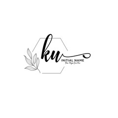 Initial letter KU beauty handwriting logo vector