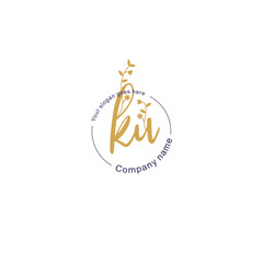 Initial letter KU beauty handwriting logo vector