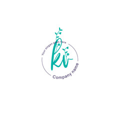 Initial letter KV beauty handwriting logo vector