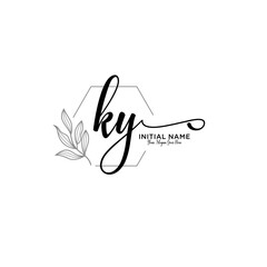Initial letter KY beauty handwriting logo vector