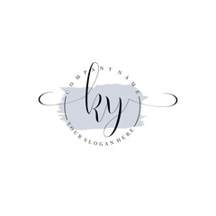 KY Initial handwriting logo vector. Hand lettering for designs.