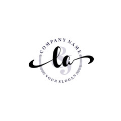 LA Initial handwriting logo vector. Hand lettering for designs.