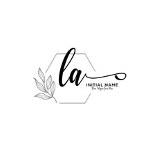 Initial letter LA beauty handwriting logo vector