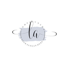 LA Initial handwriting logo vector. Hand lettering for designs.