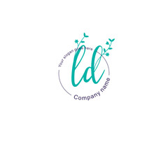 Initial letter LD beauty handwriting logo vector