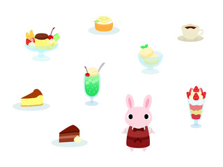 カフェメニュー1　ウサギの店員付