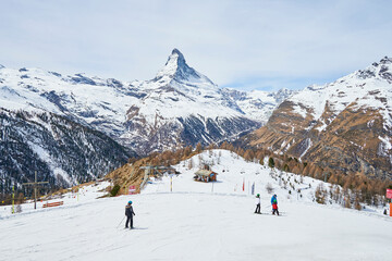 A landscape of Matterhorn mountain from Sunnegga, Zermatt