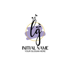 Initial letter LG beauty handwriting logo vector