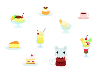 カフェメニュー4　ネズミの店員付