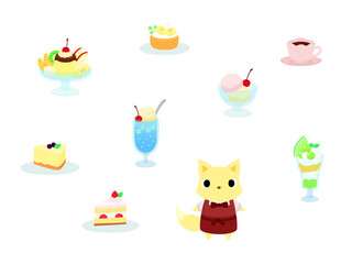 カフェメニュー6　キツネの店員付