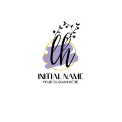 Initial letter LH beauty handwriting logo vector