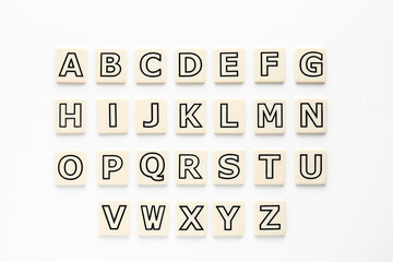 Different letters on white background. Alphabet concept