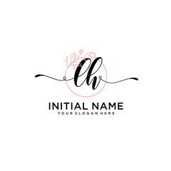 Initial letter LH beauty handwriting logo vector