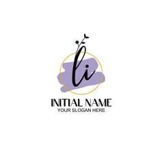 Initial letter LI beauty handwriting logo vector