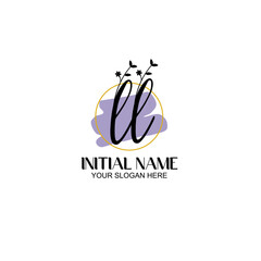 Initial letter LL beauty handwriting logo vector