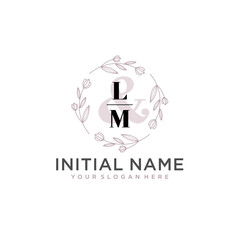 Initial letter LM beauty handwriting logo vector