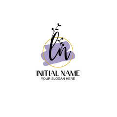 Initial letter LN beauty handwriting logo vector