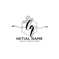 Initial letter LQ beauty handwriting logo vector