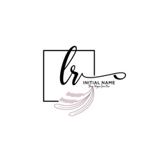 Initial letter LR beauty handwriting logo vector