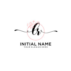 Initial letter LR beauty handwriting logo vector