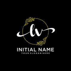 LV Initial handwriting logo vector. Hand lettering for designs.
