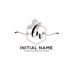 Initial letter LW beauty handwriting logo vector