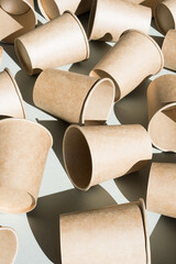 Some disposable paper coffee cup. Mock up to go coffee cups with shadow, top view.