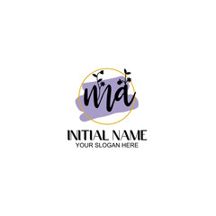 Initial letter MA beauty handwriting logo vector