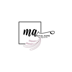 Initial letter MA beauty handwriting logo vector
