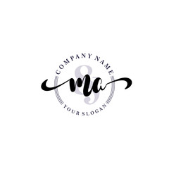 MA Initial handwriting logo vector. Hand lettering for designs.